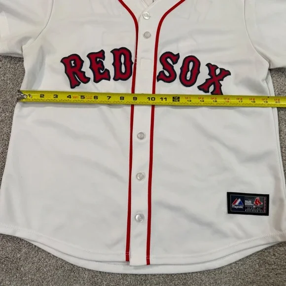 Majestic Baseball Jersey Womens L White Red Sox Dustin Pedroia 15 MLB Fan Gear - Picture 7 of 9